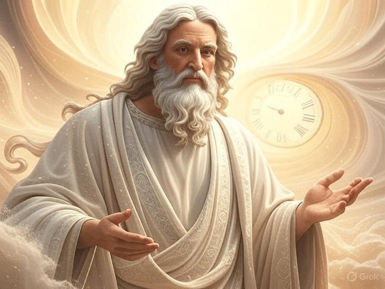 God with a clock next to him